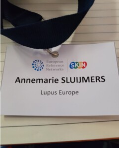 Name badge reading Annemarie SLUIJMERS from Lupus Europe at the European Reference Networks SKIN event